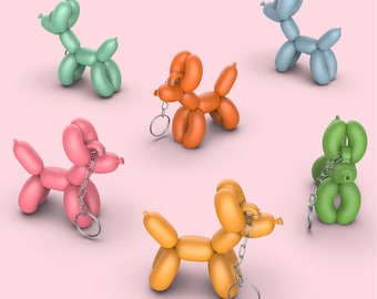3D Balloon Dog Keychain, Dog Lover Gift for, Balloon Animal, Animal Party Favor, Dog Keychain, Ready to Print, 3D STL File Digital Download