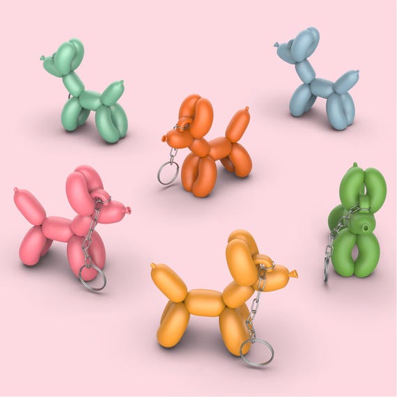 3D Balloon Dog Keychain, Dog Lover Gift for, Balloon Animal, Animal Party Favor, Dog Keychain, Ready to Print, 3D STL File Digital Download