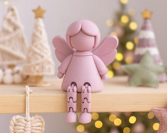 Flexi Angel Figure | Guardian Angel Christmas Decor | Articulated Shelf Ornament - Toy | 3D STL File - Digital Download