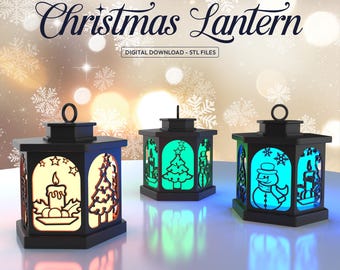3D Christmas Lamp | Holiday Lantern & Candle Holder - Lampshade | Festive Night Light for Home Decor | 3D STL File - Digital Download