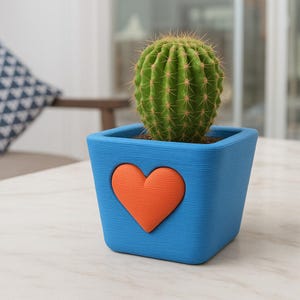 Love Heart Shape Planter, Minimalist Cute Flower Pot, Surprise and Gift for Couple, Love Gift, Ready to Print, 3D STL File Digital Download