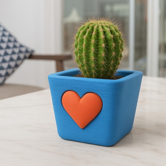 Love Heart Shape Planter, Minimalist Cute Flower Pot, Surprise and Gift for Couple, Love Gift, Ready to Print, 3D STL File Digital Download