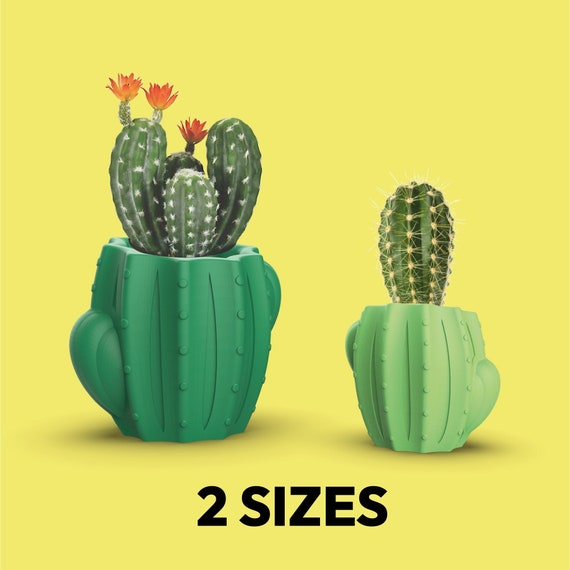 Cactus Floral Vase, 2 pcs. Set, Cactus Shaped Pot, Decoration for Home and Living Room, Gift for Cactus Lovers, 3D STL File Digital Download