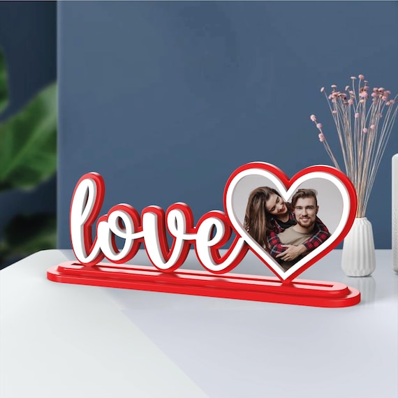 Love Photo Frame, Valentine’s Day Gifts, Heart-Shaped Photo, Anniversary Photo Frame, Romantic Gift, Ready to Print, 3D STL Digital Download