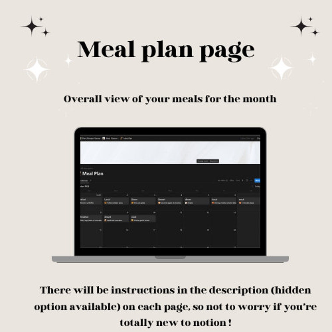 Notion Meal Planner Template - Etsy