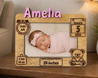 Personalized Baby Picture Frame With Name and Birth Stats - Perfect Gift