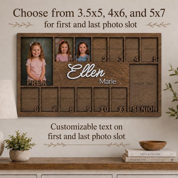 Personalized School Years Picture Frame | Pre-K through Graduation | Through the Years | Kindergarten to Senior | K to 12 | School Pictures
