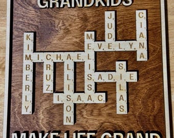 Pesonalized Crossword Name Sign- Perfect Gift for Grandparents, Teachers, Parents or Coaches