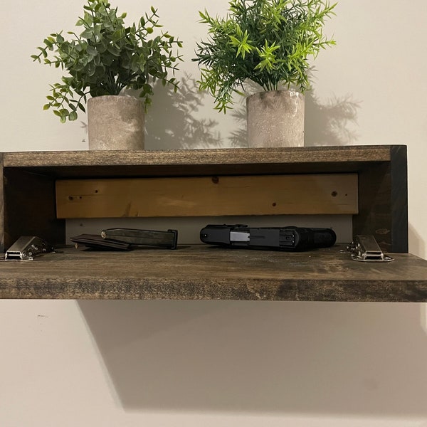 Floating Shelf/Mantel with hidden storage- Concealment shelf/ Optional RFID lock