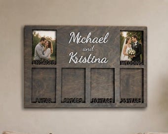 Personalized wedding and anniversary picture frame | Customizable text and dates | Anniversary Gift | Wooden Frame | 5th Anniversary Gift