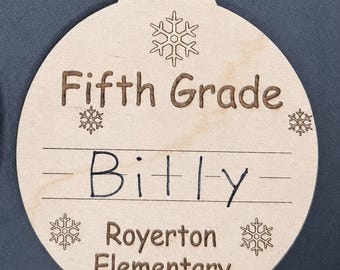 Personalized School Year Handwriting  Keepsake Ornament | First Day of School Memory
