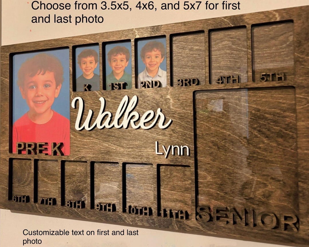 Personalized School Years Picture Frame | Pre-K through Graduation | Through the Years | Kindergarten to Senior | K to 12 | School Pictures