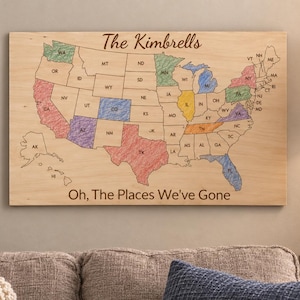 Personalized Wooden USA Travel Map- Track States You Have Visited
