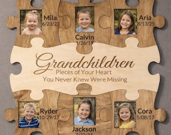 Personalized Puzzle Piece Picture Frame - The Perfect Gift for Grandparents | Family Photo Frame | Grandkids Photos