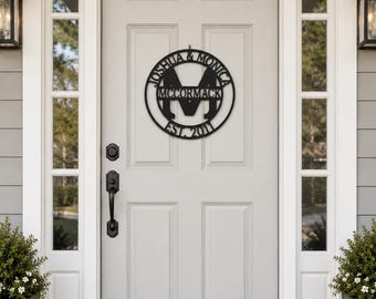 Monogram Door or Wall  Decor with Names and EST Date