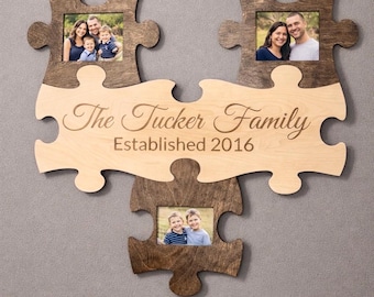 Personalized Family Puzzle Piece Picture Frame - Beautiful Wall Art