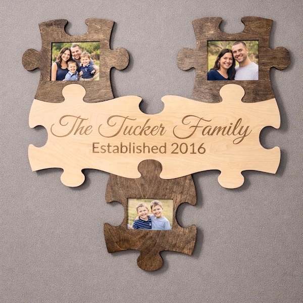 Personalized Family Puzzle Piece Picture Frame - Beautiful Wall Art