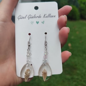 Handmade Resin Earrings with Real Seashells – Ocean Inspired Jewelry, Beach Gift, Summer Earrings