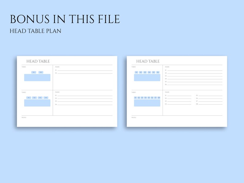 Printable Wedding Table Chart Template, Round Table Planner, Event ...