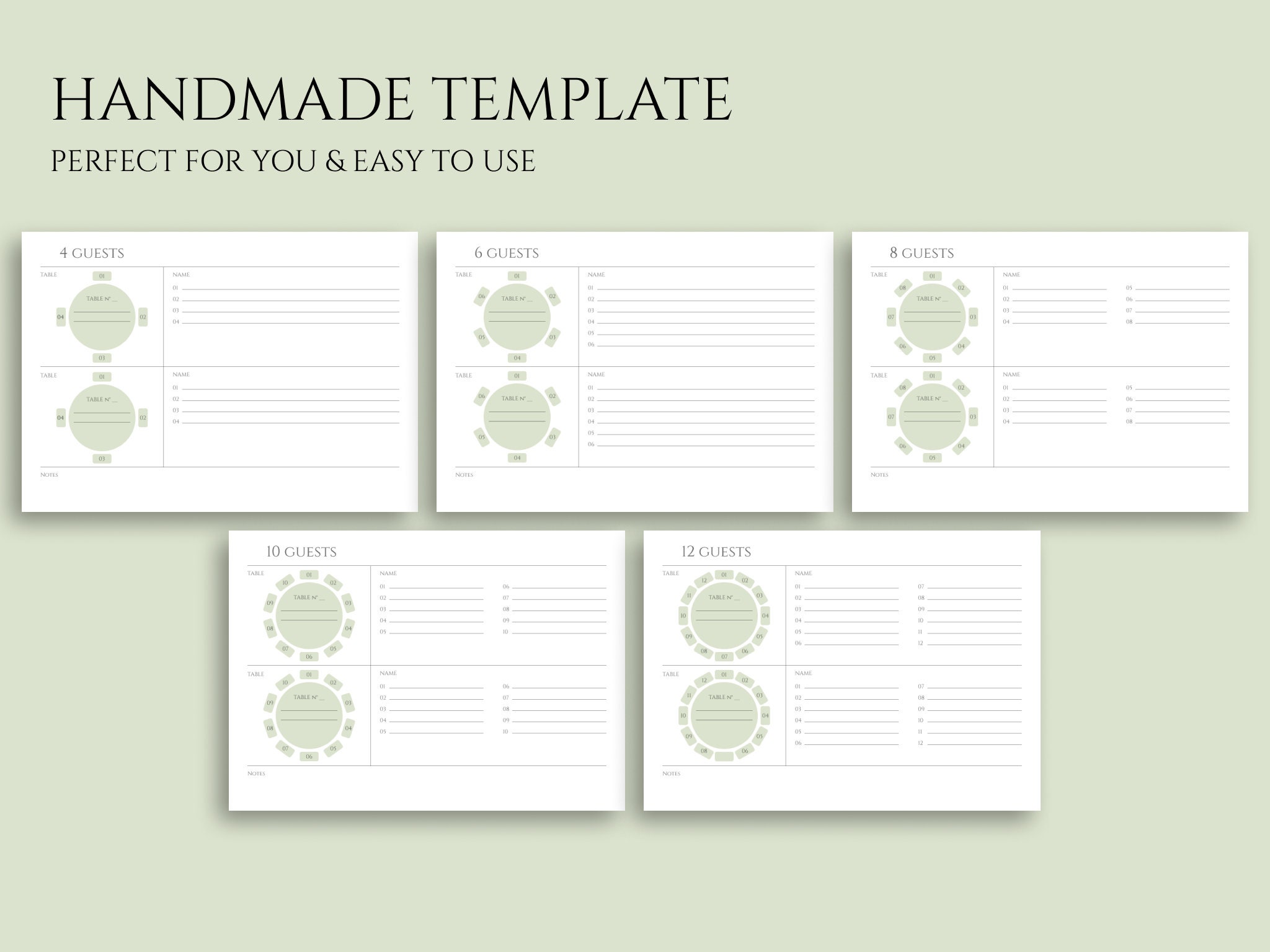 Printable Wedding Table Chart Template, Round Table Planner, Event ...