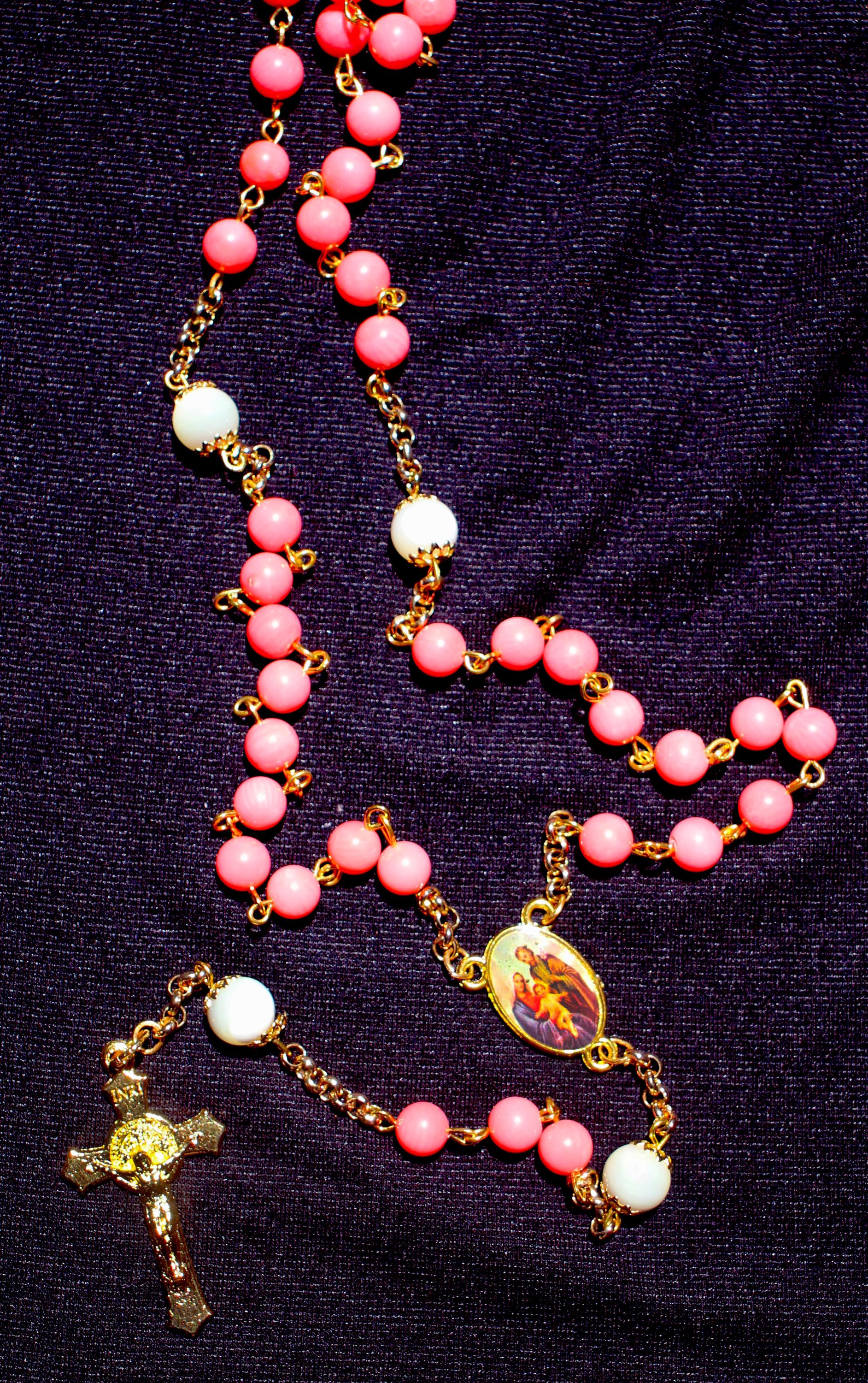 Pink Coral & Mother of Pearl Rosary