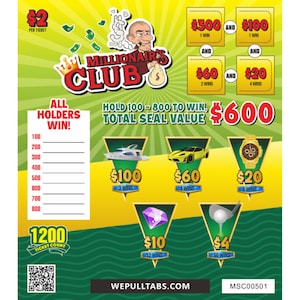 Pull Tabs Millionaire's Club 1200 CUENTA 2pt