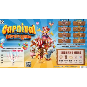 Pull Tabs Carnival Extravaganza 2pt count 1000