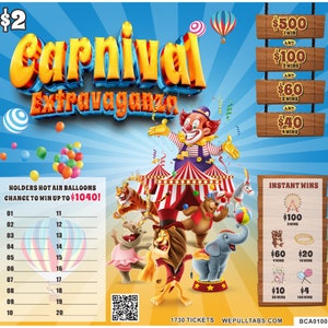 Pull Tabs Carnival Extravaganza 2pt count 1730
