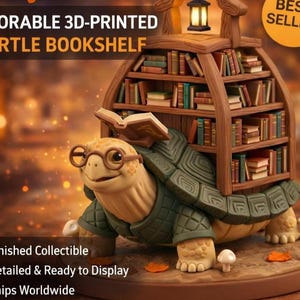 Turtle Bookshelf STL, pakket met 3D-printerbestanden, miniatuur dierenfiguur