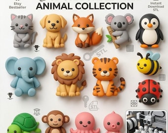 Kawaii Animal STL Bundle, Japanese Style 3D Printable Models (Digital Download)