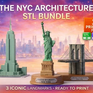 NYC Landmarks STL Pack, Statue Bridge Building 3D Model Files