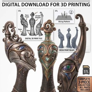 Steampunk ansikten STL-set, utsmyckad maskskulptur 3D-modellfil