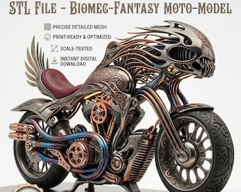 Biomechanical Motorcycle STL, Fantasy Bike 3D Model File