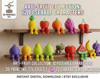 Fruit Character STL Pack, Poseable Toy 3D Model Files Bundle
