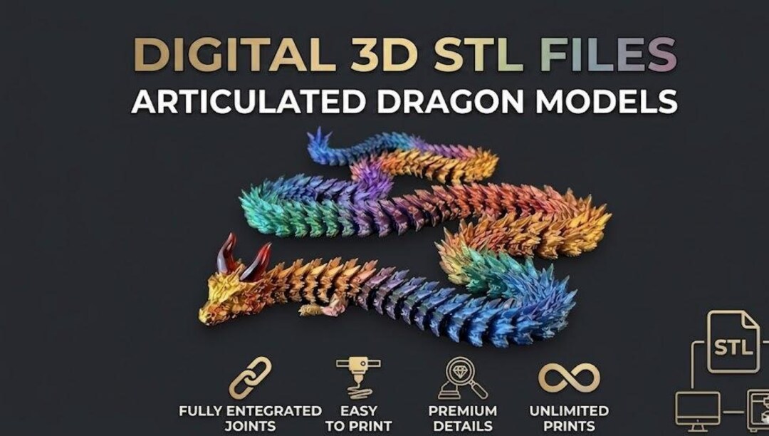Articulated Dragon STL File, Flexible Dragon Toy 3D Printer Model - Etsy