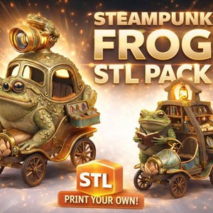 Frog Carriage STL, Steampunk Amphibian 3D Model File Set Pack