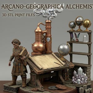 Alchemy Workshop STL, Cartographer Lab Table Diorama 3D Model File