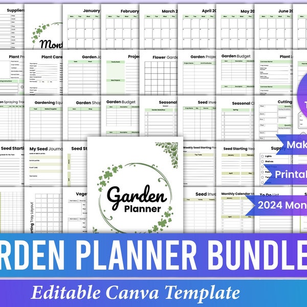 Garden Planner | Garden Gifts | Gardener'S Gift | Daily Planner | Instant Download | Geschenk Für Die Braut | Brautjungfer Geschenk