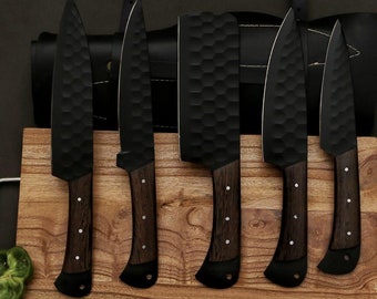 Personalized Handmade Chef Knives Set 7-Pcs, Perfect Christmas Gift for Cooking Lovers, Gift for Husband, Wedding Couples, and Father