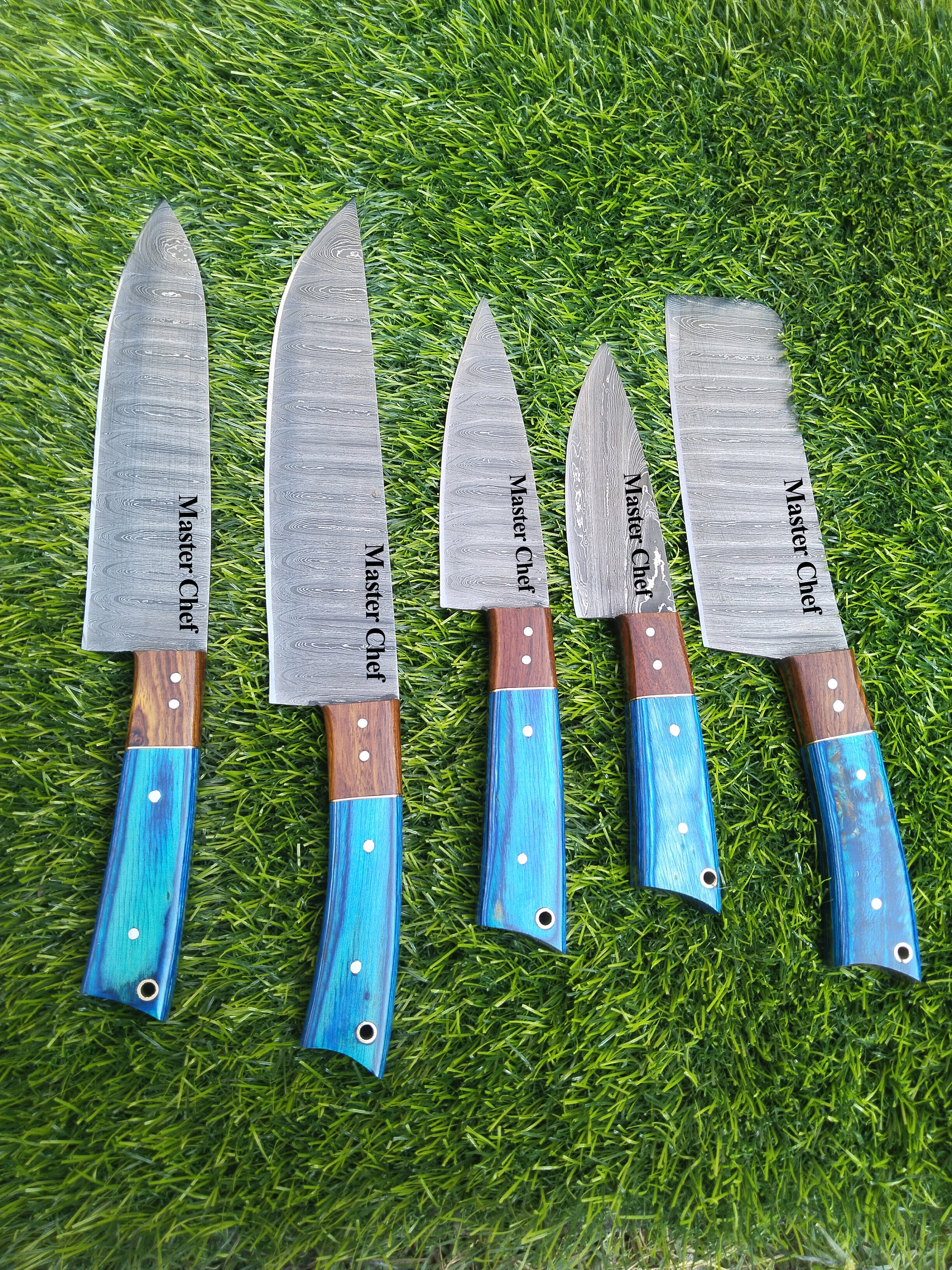 Personalized Damascus Steel chef knives set 6-Pcs, Perfect Gift for Cooking Lovers Gift For Husband Gift For Wedding Couples Gift for Father
