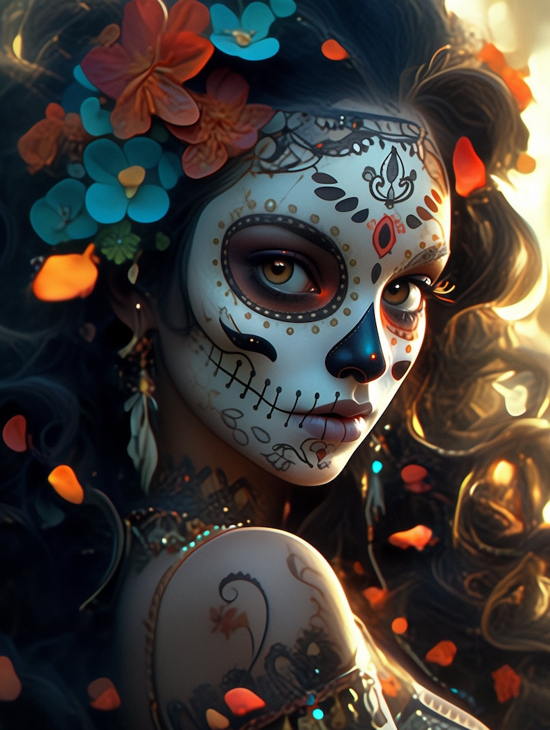 A Young Woman With Mesmerizing Sugar Skull Makeup - Etsy