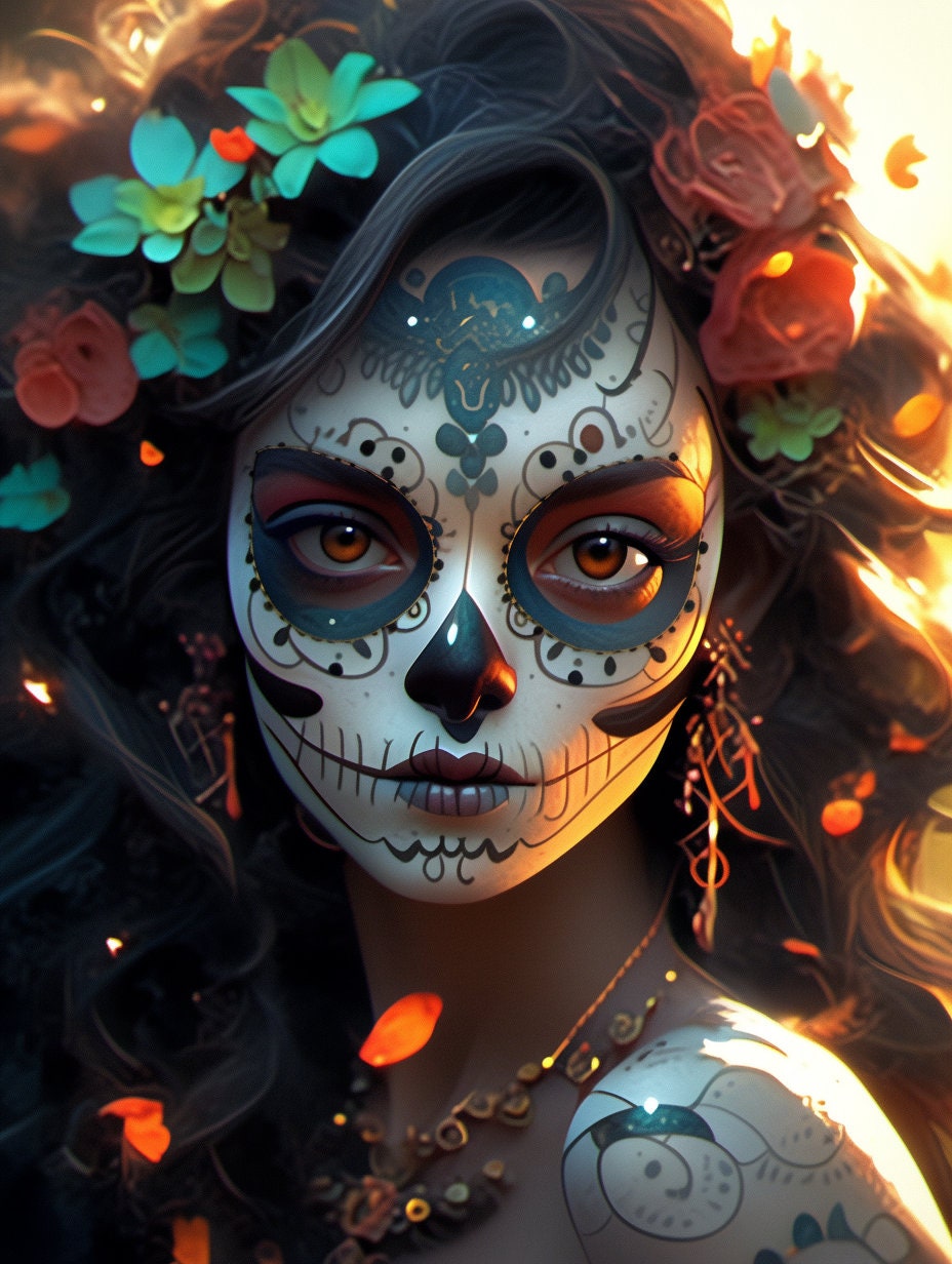 A Young Woman With Mesmerizing Sugar Skull Makeup - Etsy