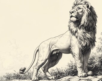 Regal Roar: Vintage Lion Stamp