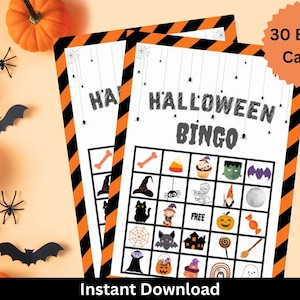 Halloween Bingo, Printable Halloween Bingo, 30 Halloween Bingo Cards, Halloween Activity, Kids Halloween Party Game, Halloween School Game