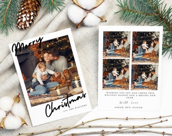 Modern Photo Christmas Card Template: Family Holiday Card (Digital Download)
