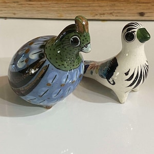 Vintage Small Tonala Clay Birds (Lot of 2) - Made in Mexico Folk Art Pottery - 1 Ken Edwards signed Quail