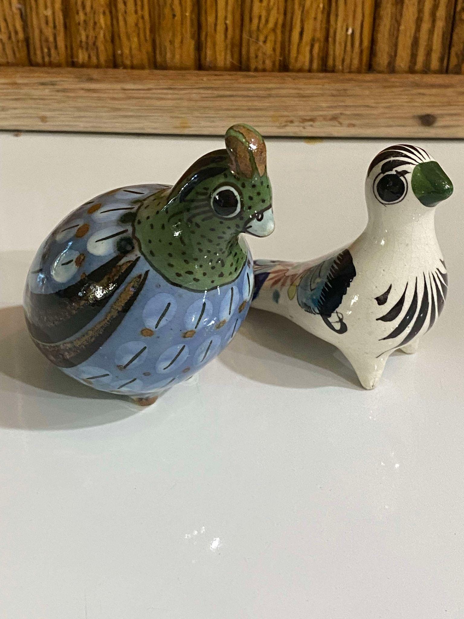 Vintage Small Tonala Clay Birds (lot of 2) - Made in Mexico