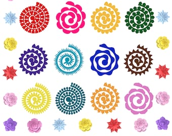 Rolled flower svg, Paper flower svg, 3D flower svg, Rolled flower template, Digital paper svg, Flower svg, Instant Digital Download