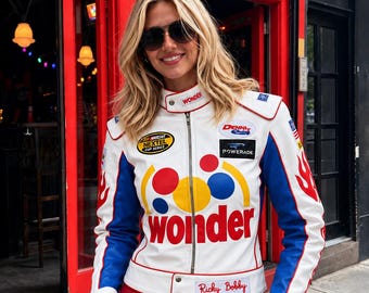 Wonder Bread The Ballad of Ricky Bobby Costume Giacca in pelle da corsa per uomo e donna