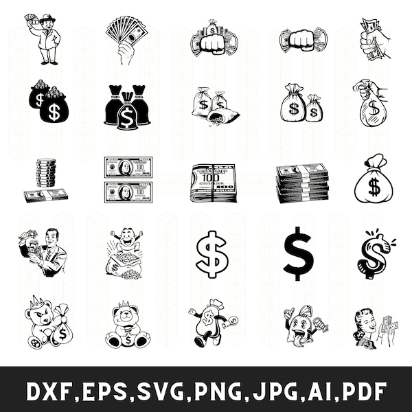 Money svg bundle, Money bag svg, Dollar svg bundle, Money holding svg, Cash svg, Cut files